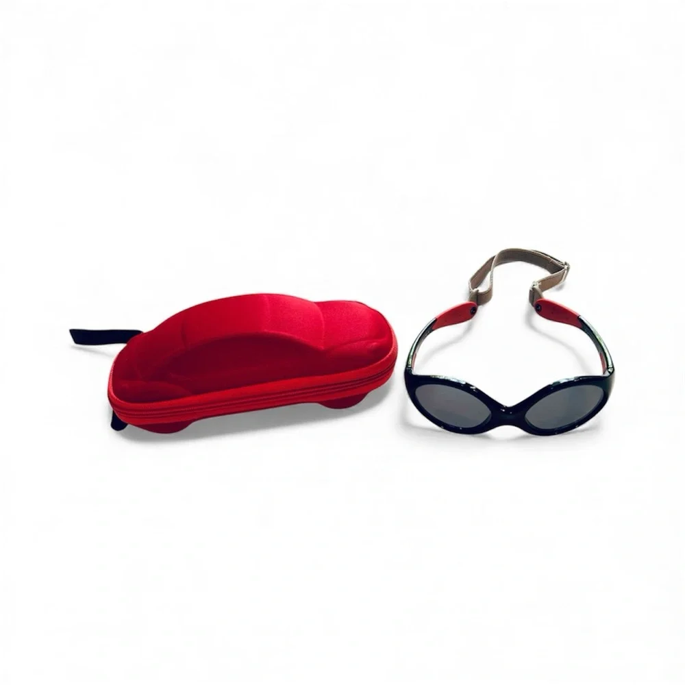 Duco Baby Toddler Lightweight Polarized Black Sunglasses Red Car Protective Case